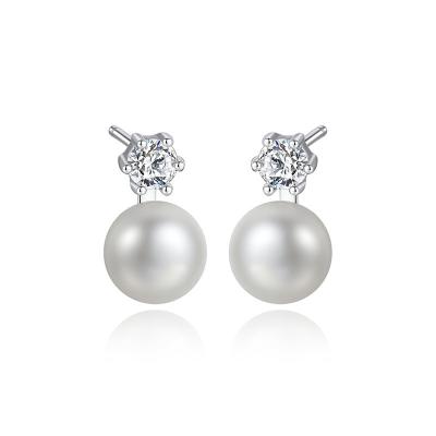 China CLASSIC Fashion Jewelry Wholesale Custom Freshwater Pearl Earring 925 Sterling Silver Jewelry Stud Earrings For Women for sale