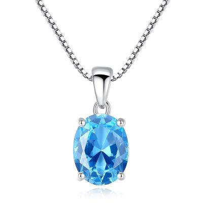 China TRENDY Wholesale Luxury Topaz Gemstone Chain Necklace Women Jewelry 925 Sterling Silver Pendant  Necklace for sale