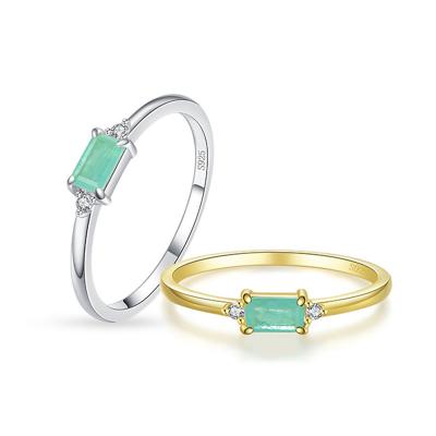 China TRENDY 925 Sterling Silver Fashion Emerald cut Tourmaline Rings For Women Elegant Paraiba Gemstone Silver Fine Jewelry for sale