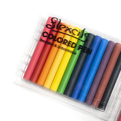 China Flexcils12 Colors Hard Unbreakable Promotional Soft Shatterproof 12colors Crayons For Kids Art Drawing Pencils for sale