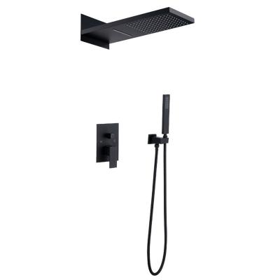 China Without Wall Mount Luxury Thermostatic Hidden Watermark Matte Black Bathroom Shower Faucet for sale