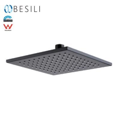 China Without Diverter Australia Standard 8 Inches Matte Black Square High Pressure Water Rainfall Saving Shower Head for sale