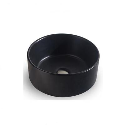 China Matt Black Easy Clean Bathroom Sink Ceramic Countertop Round Small Hand Sink B6042B for sale