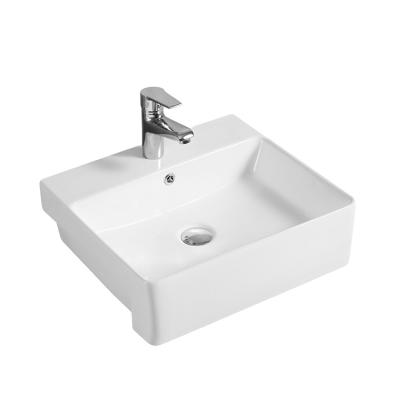 China Easy Clean Ceramic Bathroom Vanity Basin Square WC Semi Recessed Basin Sink For Washing 5052 for sale