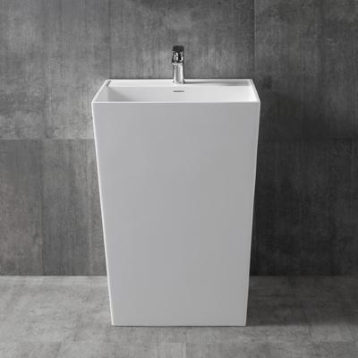 China Pedestal Washbasin Modern Artificial Stone Integral Simplicity Household Basin Floor Sink for sale