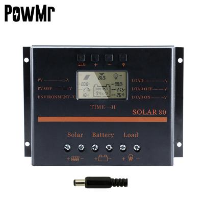 China PowMr Solar Regulator 30A 60A 80A 12V 24V PWM Automatic Charger Controller Charging and Discharging Controller 80 Amp Solar Charge Controller for sale