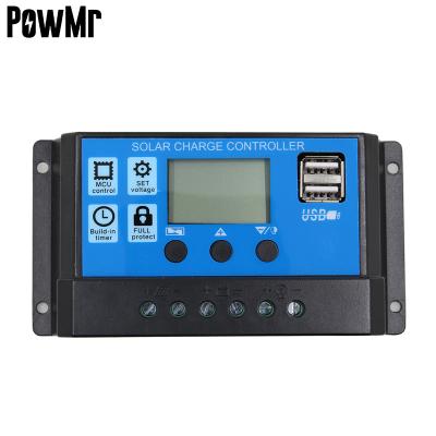 China PowMr Factory Solar Battery Charge Controller Light+Timer Control DUA USB RBL Series 10A 20A 30A 40A 50A 60A 12V/24V Charger Controller for sale