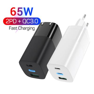 China 65W PD Fast Charger GaN 65W 3 Ports USB Charger PD Fast Charger For iPhone X 65W Max Quick Charge 3.0 FCP SCP For Sansung Huawei for sale