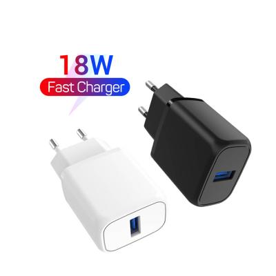 China Manufacturer Wholesale QC3.0 Portable Quick Charger Mobile Phone 18W USB Fast Charging Wall Charger Shenzhen Design Wall Charger for sale