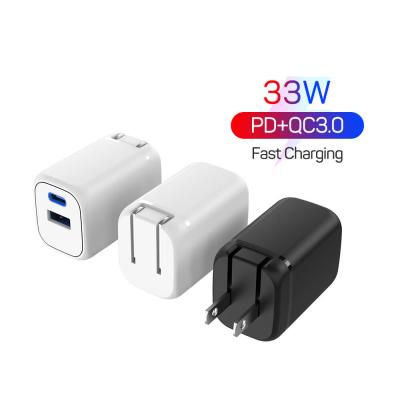 China Dual QC 3.0 Charger Ports QC Charger 33W USB-C Quick Fast Fast Charging Palladium Adapter for iPhone, Samsung, MacBook, Tablet Charger for sale