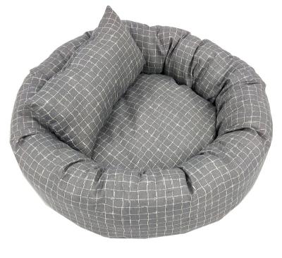 China Round Cat Bed Pet Beds Washable Soft Washable Cushion Eco-Friendly Lint Donut Sofa Large Luxury Dog Bed Sustainable for sale