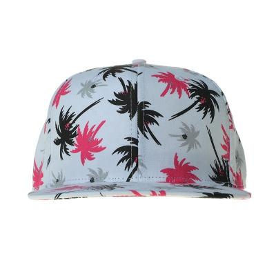 China Custom Embroidery Flat Empty Tropical Floral Bill Logo Fashion Hat Snapback Cap Hawaiian Plain Cotton Hip Hop COMMON for sale