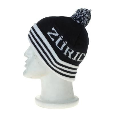 China 2021 New Fashion COMMON City Design Custom Jacquard Knit Beanie Pom Pom Knitted Hats Cuffed for sale