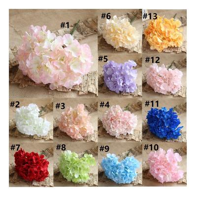 China High quality silk and plastic artificial hydrangeas clusters of various colors for wedding and party decorations for sale