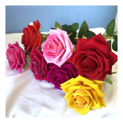 China High quality silk contact velvet and popular fashion plastic single head real rose band DZMG015 for sale