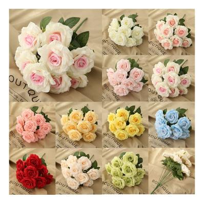 China High quality silk and plastic artificial angle rose flower bouquet for wedding and event arrangement MGBH003 for sale