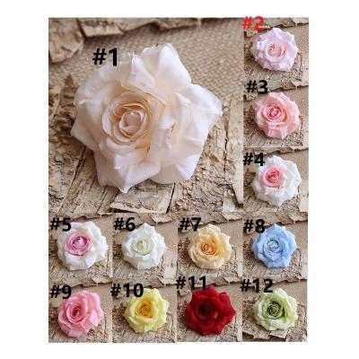 China High quality silk and plastic flower head hot sale white ivory artificial rose high angle real rose head for wedding stage decorations MGHT004 for sale