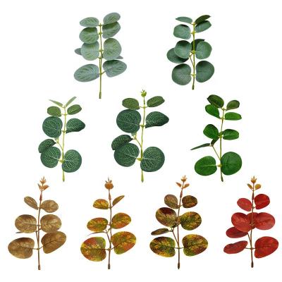 China Silk+plastic high artificial real green eucalyptus apple leaf head for wedding table centerpiece layouts for sale