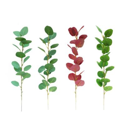 China Silk+plastic high artificial real green eucalyptus apple leaf head for wedding table centerpiece layouts for sale