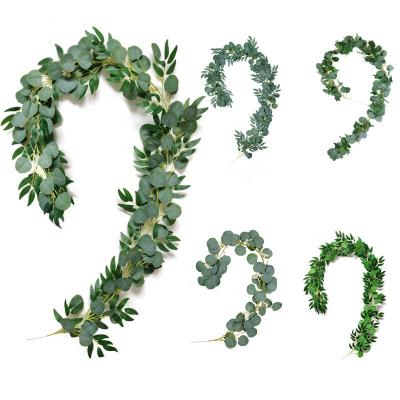 China Silk+plastic high quality wedding willow and eucalyptus artificial green vines vine for table centerpiece decorations for sale