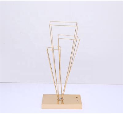 China Table Flower Stand Gold Shiny Wedding Flower Table Centerpiece Floral Decorations AWHJ004 for sale