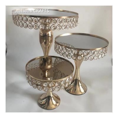 China Viable Shiny Champaigne Gold Cake Stand Set Table Centerpiece DGJ001 for sale