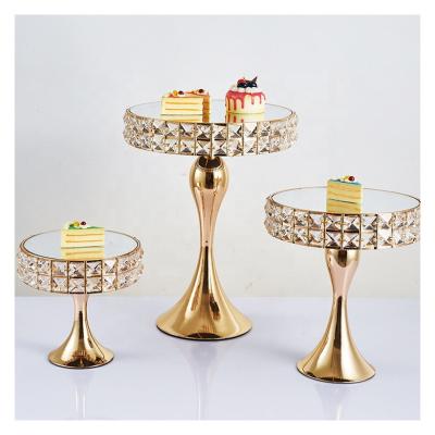 China Shiny Table Flower Centerpiece Stand Gold Mirror Cake Stand Set for Birthday Party Decorations for sale