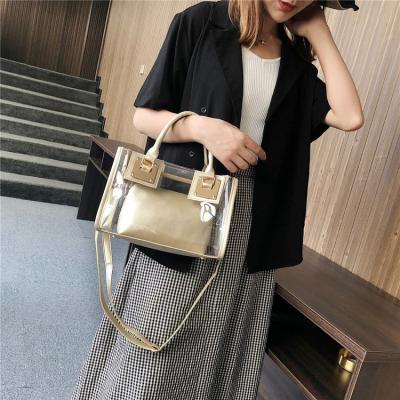 China Clear Reusable Cosmetic Transparent Bag Women Waterproof PVC Fashion Grocery Beach Shopping Bag for sale