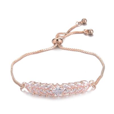 China BOHEMIA AAAAA Five Star Bling Premium Zircon Chains Anklet Rose Gold Plated Wheat Shape Rhinestones Custom Friendship Bracelet For Woman for sale