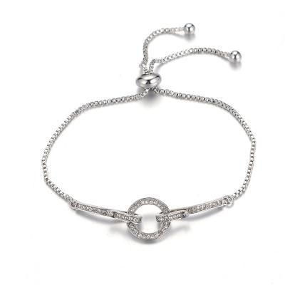 China BOHEMIA Best Selling Low Price Fashion Accessories High Quality Silver Plated Round Shape Rhinestone Zinc Alloy Ring Metal Bracelet for sale