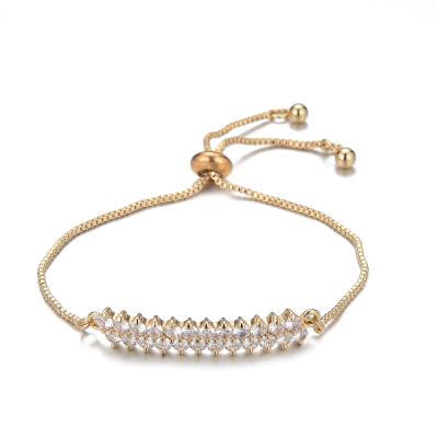 China BOHEMIA Factory Supply Girls Jewelry Elegant Double Large Round Diamond Thin Chain Adjustable Free Size Bracelet Suitable For Everyone for sale