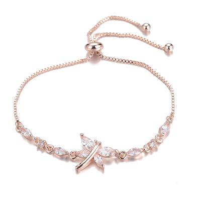 China 2021 original BOHEMIA factory designer Personalized Bracelet Dragonfly shape rhinestone bracelet new for girls Christmas gift for sale