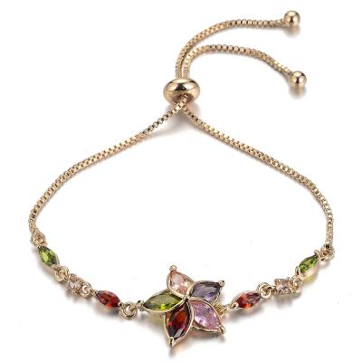 China 2021 BOHEMIA Factory Outlet Direct Cheap Premium Quality Fashion Flower Shape Bracelet Chain With Color Rhinestone Bracelet Bracele for sale