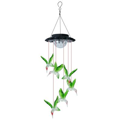 China Waterproof Home Outdoor Garden Light Hummingbird Wind Chime LED Color Changing Solar Light for Porch for sale