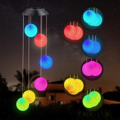 China Luxurious Waterproof LED Color Changing Crystal Ball Solar Wind Chimes for Home Decoration for sale