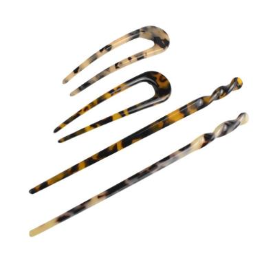 China Hot Sale Headwear Acetate Hair Sticks U Shaped Hairpins Set Custom Hairpin Accessories Luxury Chop For Women for sale