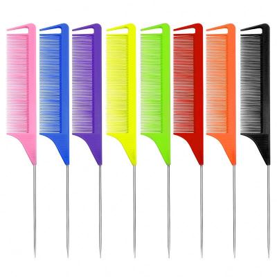 China Headwear Manufacturers Stock High Temperature Resistant Hair Comb Plastic Rainbow Tip-tail Hairdressing Hair Combs for sale