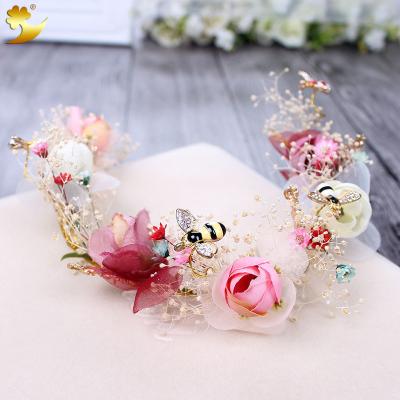 China Lady Accessory Handmade Artificial Wedding Headwear Fashion Jewelry Bridal Hair Accessories Babies Hairbands Women Girl 15cm for sale