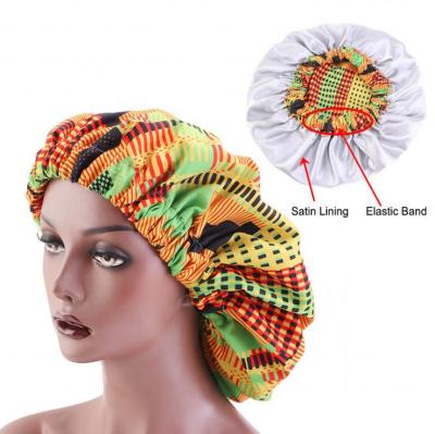 China New Picture Satin Long Double Layer Striped Ankara Hair Sleep Headwear Print Cloth Hoods African Hood Plus Size Pattern for sale