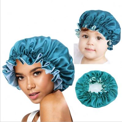 China Mommy and Me Silk Striped Rita Baby Kids Hair Satin Hood Sets Custom Logo Femme Private Label Shower Headgear Hoods BB for sale