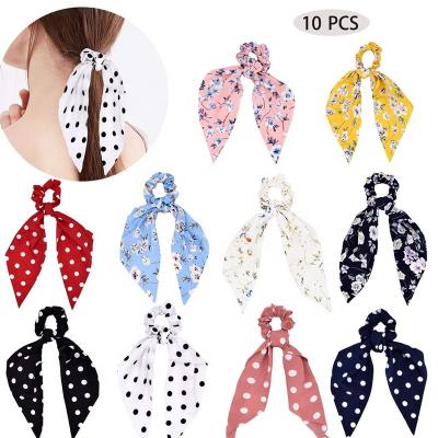 China Large Intestine Flower Bow Headwear Headwear Headwear New Ponytail Accessories Chiffon Bow Headwear Hair Rope Women's Hair Ring Wholesale for sale