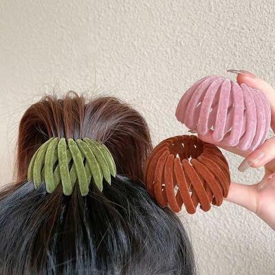 China Headwear Swan Suede Bird's Nest Hair Gripper Tied Ring Updo Hair Ponytail High Ponytail Artifact Fixed Korean Ball Hair Ornaments for sale