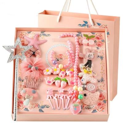 China Headwear Kids Hairpin Hair Coils Ties Sets Cute Jewelry Gift Box Set Popular Accessories For Girls Hair Accessories Sets for sale