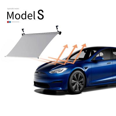 China Sun Protection Customized Retractable Logo Interior Front Windshield Automatic Sun Shade For Tesla Model S for sale