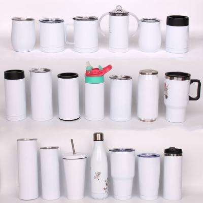 China Free Shipping 15oz Sublimation Tumbler Stainless Steel Coffee Mug Viable Free Shipping Insulated White Tumbler With Lid And Straw for sale