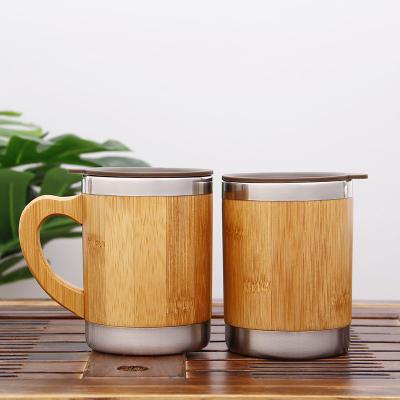 China Office Sustainable High Quality Mug With Bamboo Handle Lid for sale