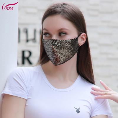 China Custom Masking Face Maskss Logo Washable Breathable Sequin Face Wholesale Popular Hot Stylish Party Accessory for sale