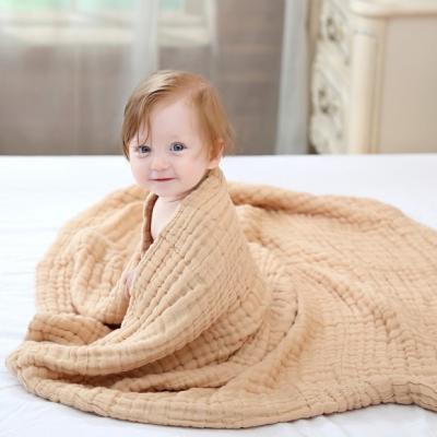 China Gauze Blanket 100% Organic Cotton Crease Anti-pilling Muslin Wrap Blankets Baby Gift Blanket for sale