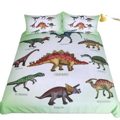 China Portable Custom Design Polyester Dinosaur Printing 3pcs Bedding Set For Kids for sale