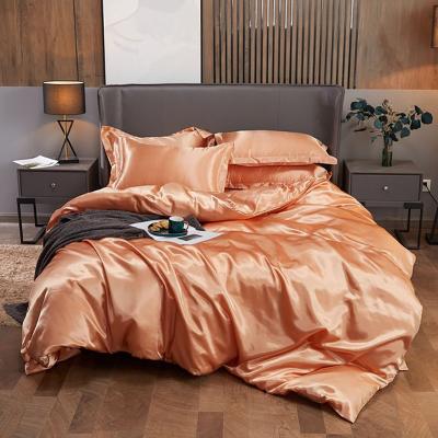 China Summer Wearable King Size Duvet Cover 100% Pure Egyptian Satin Textile Damask Bed Bedding Set Luxury Flat Sheet Pillowcases for sale